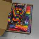 80s Costume Neon Outfits Accessories Set Women Fancy Dress Rainbow Tutu Leg Glove Necklace Headband Earring Glasses, Large