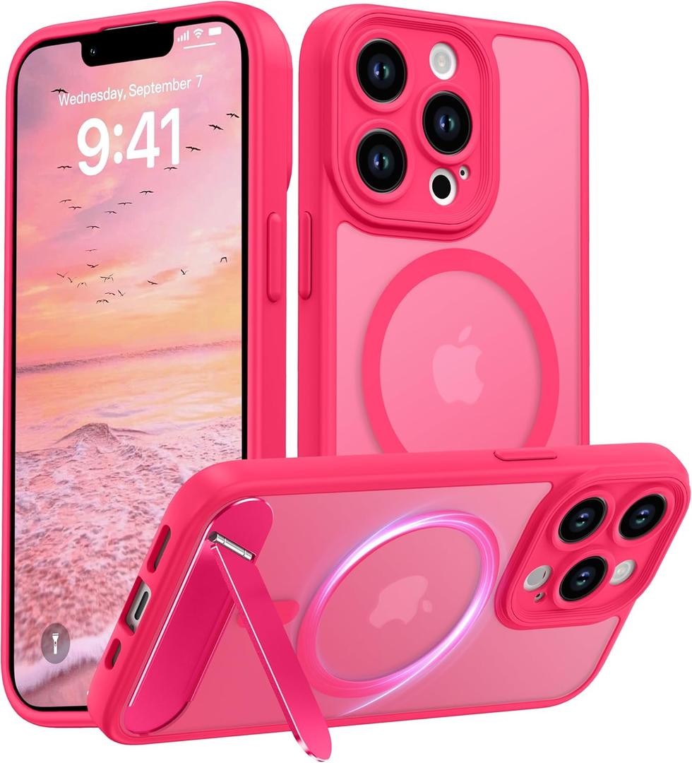 Magnetic for iPhone 11 Phone Case-Compatible with MagSafe-Carbon Fiber Texture-Slim Military Grade Drop Protection Phone Case for iPhone 11 6.1",Hot Pink