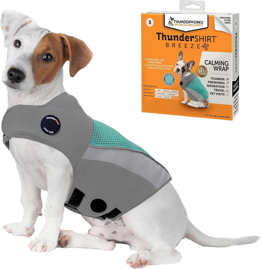 ThunderShirt Breeze for Dogs, Small, Aqua, Extra Breathable Mesh Fabric, Dog Anxiety Relief Vest for Every Day Stress & Calming During Thunder Storms and Fireworks, Small