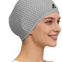 OMID Extra Large Silicone Swim Cap for Adults with Long & Curly Hair Low-Drag Design, Secure & Comfortable Fit for Pool, Beach and Swim Training