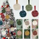 30 Set Christian Christmas Tree Ornaments Inspirational Acrylic Hanging Ornament for Xmas Tree Watercolor Bibles Verse Gifts with Merry Christmas Cards for Women Men Church (Stylish Round)