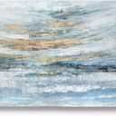 Extra Large Framed Wall Art for Living Room Light Blue Huge Canvas Print Modern Ocean Skyline and Sunset Wall Picture Coastal Themed Seaside Sea Artwork for Home Bedroom Dcor 58x29inch Dcor