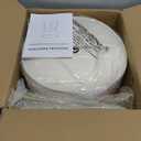 IBUYKE Velvet Round Footrest Stool Ottoman, Makeup Vanity Stool Side Table, Velvet Dressing Table Seat, Pouf Couch Stool, Golden Steel Legs, Creamy-White LG-30M (without storage)