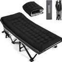 Portable Camping Cot, Sleeping Cots for Adults, 28" Extra Wide Heavy Duty Folding Cot Max Load 600LBS with Thick Mattress, Portable Camping Bed for Outdoor Camp/Office, Home Nap (Black)