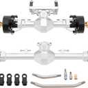 MEUS RACING SCX24 Axles Isokinetic 3-Section CVD 52 Max. Steering Angle +5mm Widened SCX24 Upgrades for Axial SCX24 Deadbolt C10 JLU Gladiator Bronco 1/24 RC Crawler (Front and Rear - Silver)