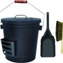 Hisencn Ash Bucket with Lid and Shovel, 5.15 Gallon Large Galvanized Metal Coal and Hot Ash Pail for Fireplace, Hearth, Charcoal Wood Fire Pits Burning Stoves Indoor and Outdoor