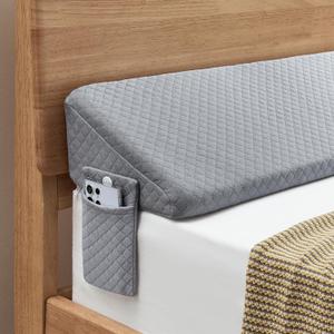 King Size76"x10"x6" Bed Wedge Pillow for Headboard - Upgraded Bed Gap Filler King Between Mattress and Headboard - Wedge headboard Pillow - Grey