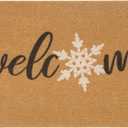 Winter-Welcome-Doormat Outdoor-Entrance Non-Slip Pine Trees Front Door Mat Seasonal Door Mat for Porch Farmhouse 17 x 29 Inch (Snowflake)