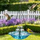 Hanging Solar Bird Bath Fountain,2026 New Solar Cascade Hanging Bird Bath Fountain,Hanging Bird Bath with Water for Outdoors Garden Patio Backyard Lawn Decor (Blue)