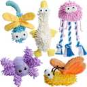 Nocciola 5 Packs Squeaky Dog Toy Plushies, Cute Soft Squeak Crinkle Plush Stuffed Durable Pet Animal Chew Puppy Toys for Small Meidum Large Breed
