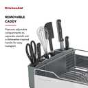 KitchenAid Large Capacity Full Size Rust Resistant Dish Rack with Angled Drain Board and Removable Flatware Caddy, Light Grey