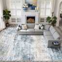 10x13 Area Rug Living Room: Washable Large Neutral Rug Abstract Soft Modern Stain Resistant Indoor Floor Non-Slip Carpet for Bedroom Nursery Kids Office Playroom Dining Room Under Table- Blue Gold