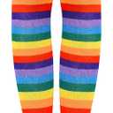 American Trends Womens Rainbow Socks Striped Knee High Socks Thigh High Stockings Casual Tube Socks Costume Leg Warmers (One Size, 02 Purple Rainbow)