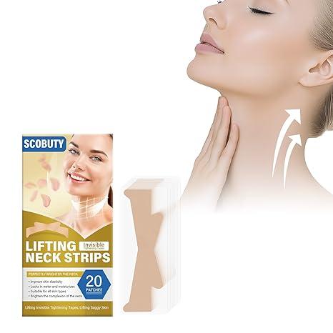 Neck Lift Tape, 20 Pcs Neck Tape Lifting Invisible, Reusable & High Elastic Breathable Neck Lift Strips, Improve Neck Lines and Wrinkles, Waterproof & Use Before Makeup