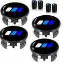 4Pcs 62mm Wheel Center Covers Tricolor Design Hubcaps Compatible Camry Avalon RAV4 C-HR Prius Corolla (Blue White)