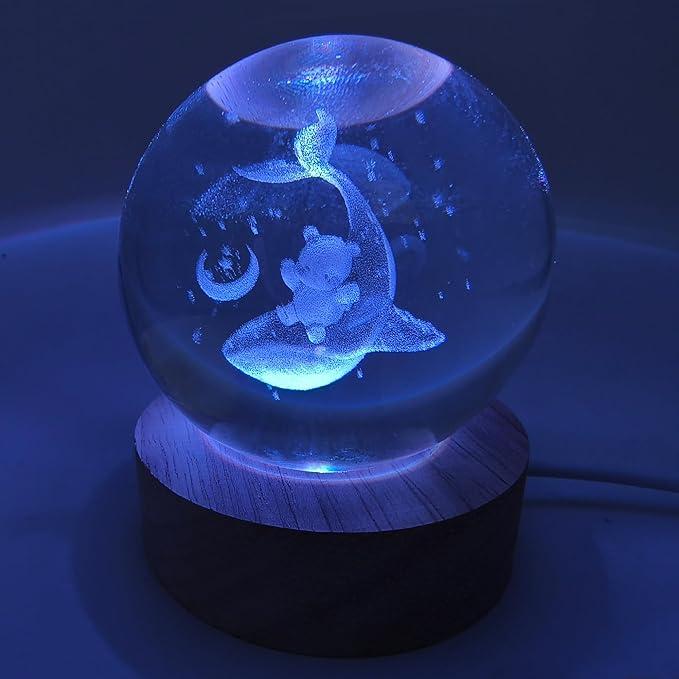 Movdyka 3D Crystal Ball Dolphin Gifts for Women Couples, Laser Dolphin Statue Lamp Glass Animals Figurines Home Decor Snow Globes Dolphin Gifts for Girls on Birthday Christmas Anniversary - 3.15"/8CM