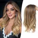 PANEWAY Hair Topper 18 Inch Body Wavy Hair Toppers for Women Natural Coverage Lightweight Comfortable Design, Adds Volume, Seamless Natural Blend - Brown Blonde with Dark Root, 18 Inch