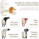Hair Dryer Holder Wall Mounted Suction Cup Blow Dryer Stand with Cord Organizer Compatible with All Dryer 360Adjustable No Drill Installation Hair Dryer Stand for Bathroom, Bedroom (Cream White)