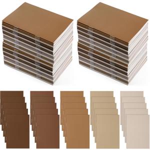 Eaasty 50 Pcs Mini Notebooks Bulk Small Pocket Notepads Journals Lined Paper Gradual Cover Paper for Coworkers Nurse Teacher Employee Office Social Worker (Brown)