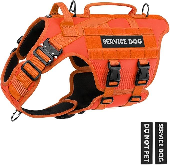 Tactical Dog Harness - PETNANNY Dog Harness Service Dog Vest for Large Breed Dog, Hook and Loop Panel for Service Dog Patchs, Work Dog MOLLE Vest with Handle for Walking Hiking Training(Blue,M) (Standard M (Chest: 2334", Neck: 17-24"))