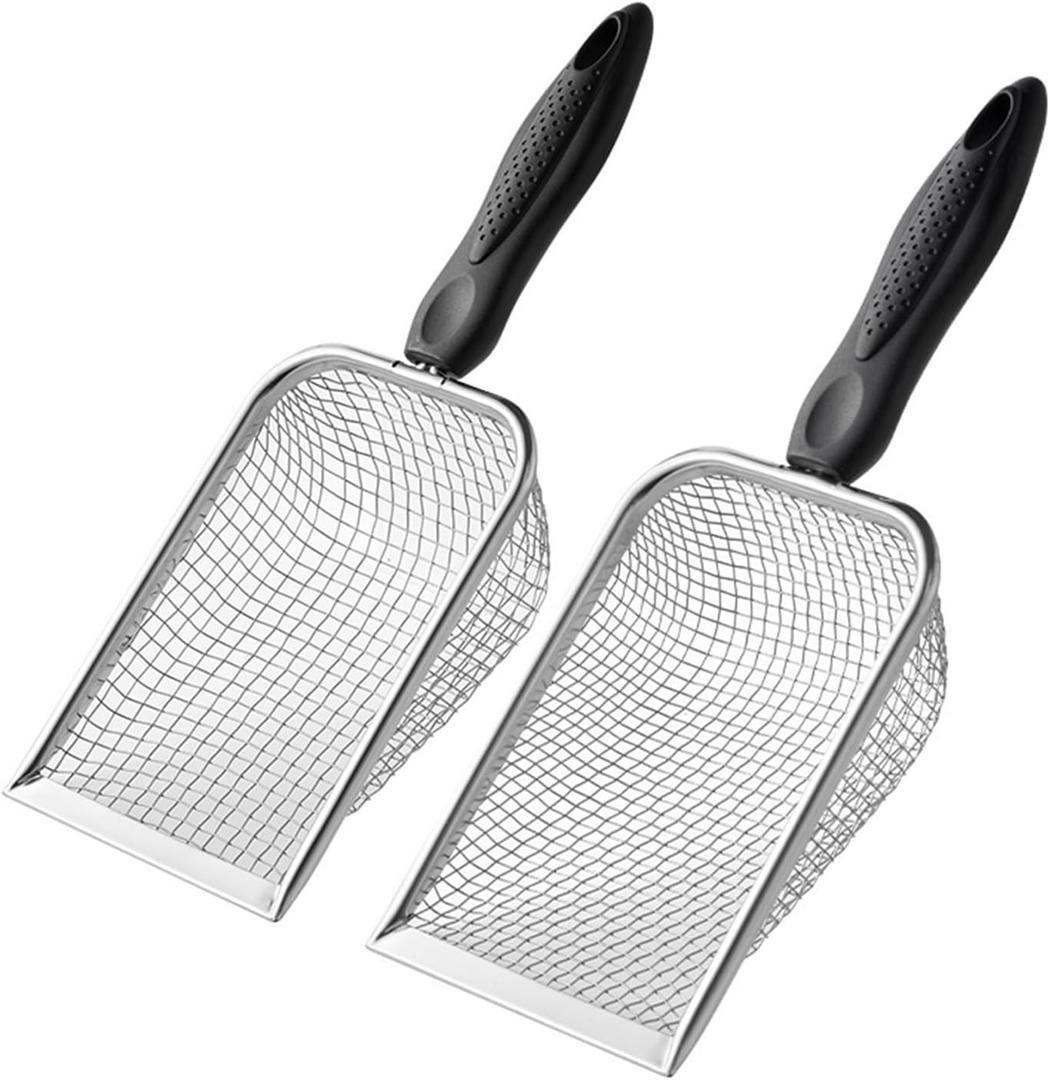 Soil Sifter for Gardening (2-Pack)  3.8mm and 5mm Mesh, Heavy-Duty Metal Sifter for Dirt, Rocks, Compost and Sand, Durable Garden Tool for Landscaping and Potting Soil