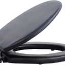 Soft Elongated Vinyl Toilet Seat, Black - 19 Inch Soft Vinyl Cover with Comfort Foam Cushioning - Fits All Elongated Size Fixtures - Easy to Install Fantasia by Achim Home Decor