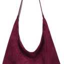 Suede Bag Brown Suede Bag Womens Trendy Suedes Tote Bag Suedes Purse Fall Purses for Women 2025 (Burgundy)