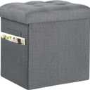 Ottoman with Storage, 61L Slim Tall Linen Footstool Bench with Thicker Foam Padded Seat. Ottoman Foot Rest for Living Room, Bedroom, Coffee Table. 350lbs Load Capacity, 17x13x17in, Light Gray