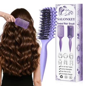 Curl Defining Brush for Curly Hair  Detangling & Styling Brush with Wide Tooth Design, Soft Bristles Reduce Frizz, Shape Curls & Waves for Women and Men, Wet & Dry Use (Purple)