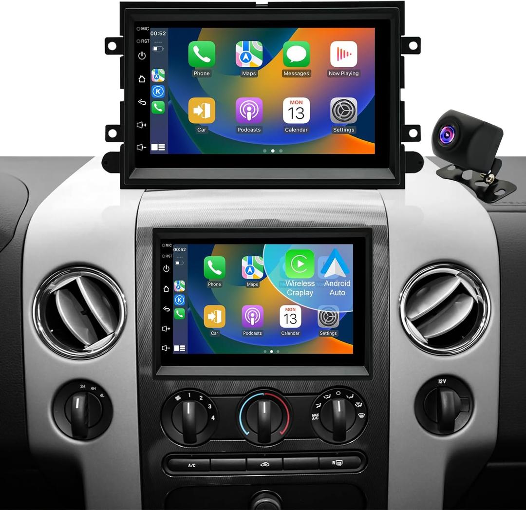 Car Radio For Ford F150 F-150 2004-2008, F250 /F350 2006-2016, E150/E250/E350 2009-2014,Shelby GT500 2007-2009, Fusion Edge Expedition Explorer Taurus Touch Screen Stereo, Wireless Carplay Back Camera