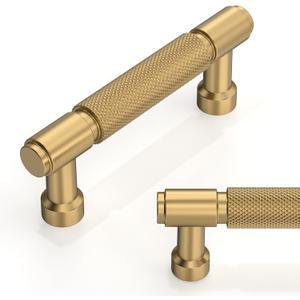 10 Pack Champagne Bronze Knurled Cabinet Pulls 3 Inch(76mm) Kitchen Cabinet Handles Cabinet Hardware for Drawer Pulls