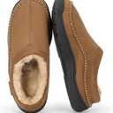 Mens Slip-On Moccasin Slippers, Warm Winter Microsuede House Shoes with Memory Foam, Indoor and Outdoor Loafer Style (11-12, Tan)