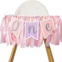 Pink Butterfly First Birthday Highchair Banner - 1st Birthday Decoration, Spring One Decor, Girls Highchair Banner, Photo Prop Cake Smash