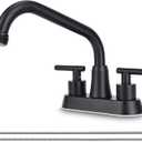 Utility Laundry Sink Faucet, Laundry Tub Faucet with 3/4" NPT Threaded End & 2 Lever Handles (Black)