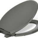 KOHLER 4733-RL-58 Glenbury ReadyLatch Quiet Close Elongated Toilet Seat, Soft Close Toilet Seats, Thunder Grey