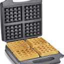 bella Waffle Iron  4 Square Belgian Waffle Maker, Nonstick Extra Large Plates for Easy Cleanup  Compact Design, Stainless Steel, Black, 1400W