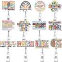 Geyoga 12 Pcs Emergency Nurses Appreciation Gifts Badge Holder Retractable Badge Reels Cards Holder with Clip Gift for Emergency Nurse Dentist Volunteer Ot Doctor Nurse Coworker Appreciation