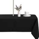 LUSHVIDA Rectangle Outdoor Tablecloth with Umbrella Hole and Zipper, 52x70 Inch Black, Washable Waterproof Table Cloth Spill Proof Wrinkle Free Table Cover for Patio Spring Summer Picnic BBQS