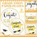 Domensi 400 Pcs 2026 Graduation Decorations Plates and Napkins and Cups Set Serve 50, White and Gold Graduation Party Supplies, Class of 2026 Paper Tableware 9oz Cup Knife Fork Spoon Congrats Grad