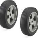 2 PCS 8 x 2.1 Inch Hand Truck Wheels, Flat Solid Rubber Replacement Tires for 5/8 Inch Axle, Lawn Mower Wheels for Compressor, Dolly, Grill