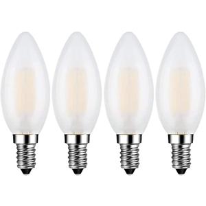 Beonllay E14 LED Bulb 40W Equivalent 4W Dimmable European Base Light Bulbs, 3000K Soft White E14 Frosted Glass Decorative Bulb, Pack of 4
