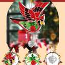 KY&BOSAM Cardinal Suncatcher Had-Painted Staine Glass for Windows Hangings Wind Chimes Pressed Real Flower Wings Glass with Metal Heart Charm Birthday Gifts for Women Mother's Day(A Special Aunt)