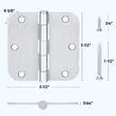 TICONN 48-Pack 3.5 Inch Door Hinges with 5/8" Radius Corner, 3-1/2 x 3-1/2 Inch Iron Bifold Residential Doors Hardware (5/8" Radius Corner, Satin Chrome, 48 Pack)