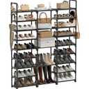 WOWLIVE 9 Tiers Large Shoe Rack Storage Organizer for Closet 50-55 Pairs Shoe Tower Unit Shelf Stackable Shoe Rack with Metal Pipes Plastic Connectors Black(SSS3B9)