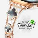 KADES Compatible for Apple Watch Series 10 46mm/42mm Series 9 8 7 45mm/41mm Series 6 5 4 SE 44mm/40mm Series 3 2 1 42mm/38mm, Sparkling Bling Diamond Band with Full Diamonds Case (Rose Gold with Black Pearl Shell)