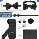 Chicingyou 28 Pcs Men Necktie Set Men Wedding Suit Accessories with Suspenders Bow Tie Handkerchief Cufflink Pin 4 Colors for Party