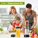 2 Pack Magic Bullet Blender Cups, Tall 22oz Cup with Flip Top To-Go Lid & 4 Fins Cross Blade Blender Replacement Parts, Replacement Cup Mug with Handle Compatible with Magic Bullet 250w MB1001