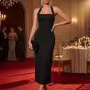 ZESICA Women's 2026 Summer Sleeveless Midi Dress Halter Neck Backless Wedding Guest Cocktail Party Bodycon Long Dresses (Black, L)