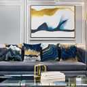 Blue Throw Pillow Covers 18x18inch, Set of 4 Decorative Soft Accent Pillows Covers, Blue and Gold Square Cushion Covers for Living Room Decor Sofa Couch Pillow Cases