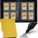 D DACCKIT Toploader Binder, Holds 128 Toploaders - 4 Pocket Top Loader Binder for 3" x 4" Rigid Card Holders for Trading Cards or Sports Cards, Classic Yellow